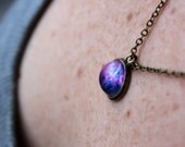 Violet Nebula Mini Pendant Necklace - Wanderlust Collection -  Galaxy, Universe, Outer Space