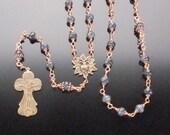 Mens Rosary Bronze Wire Wrapped (Unbreakable) with Sacred Heart