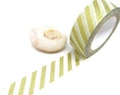Metallic Gold Stripe, Diagonal Stripe Washi Tape 15mm x 10m