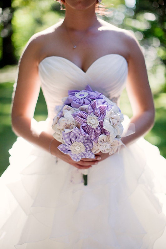 Sale Wedding bouquet Fabric bouquet fabric daisies in burlap, lace, and cotton for casual rustic wedding or modern wedding