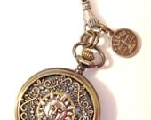Steampunk Edition Sun Signs Pocket Watch Necklace,astrology,zodiac,gear clasp,double chains,you choose astrological sign charm