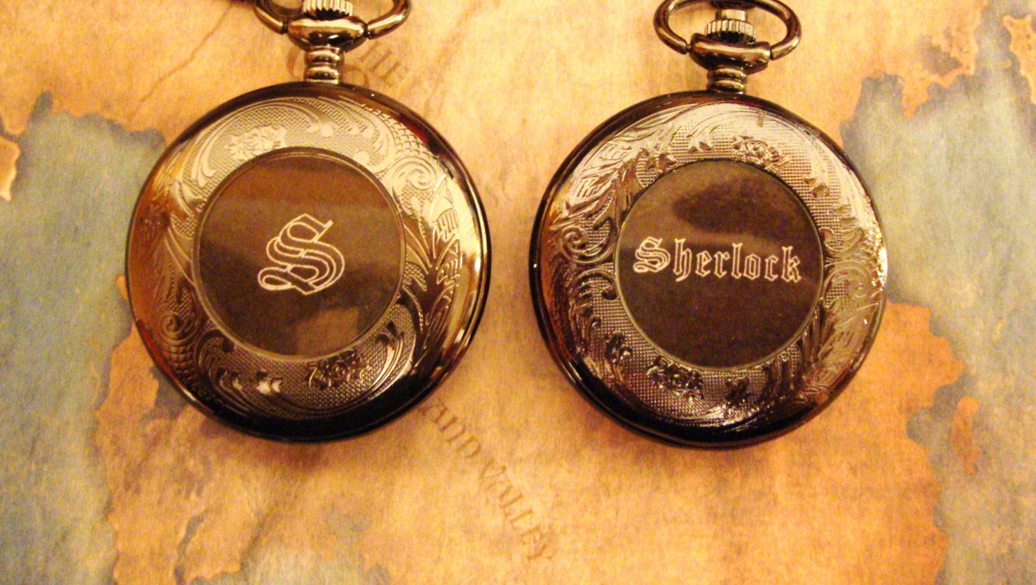 PERSONALIZE a beautiful black Sherlock Holmes wind-up window pocket watch with Initial OR name, men, groom,wedding,groomsmen