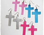 Faux Leather corss earring