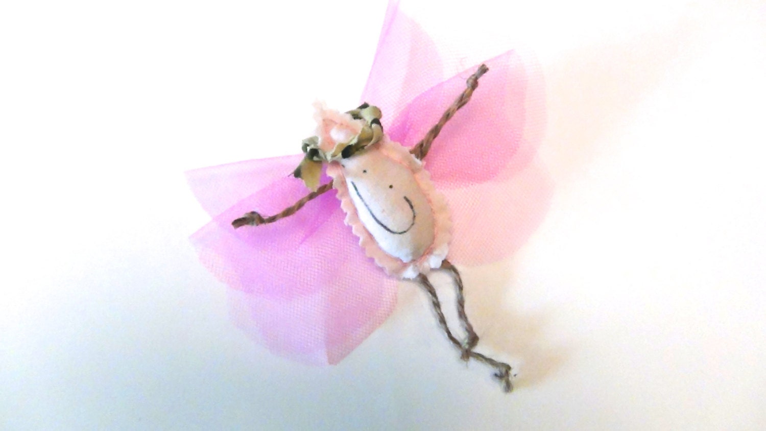 Tiny Pink Fairy In Delicate Tulle "Fairy Obvious" Handmade by GoHeyJudy