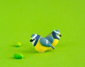 Blue Tit post earrings - Bird jewelry - Nature inspired studs - British birds series