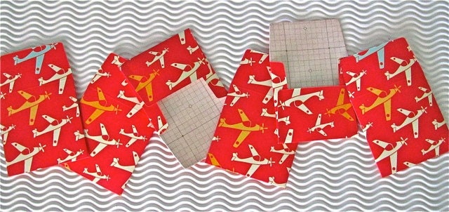12 teeny tiny miniature square red retro plane mini envelope note card sets stationery party favors weddings guest book table number