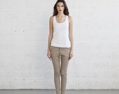 Skinny Pants,drawstring pants,ivory .