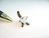 Vintage Miniature Glass Animal Persian or Siamese Kitty Cat Vintage Blown Glass