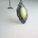 Norway Sterling Enamel Pendant Yellow Guilloché Blue Green Black Signed Hjortdahl