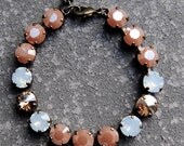 Peach Opal Bracelet Swarovski Tennis Bracelet Rhinestone Bracelet Peach Shimmer White Opal Champagne Bracelet Wedding