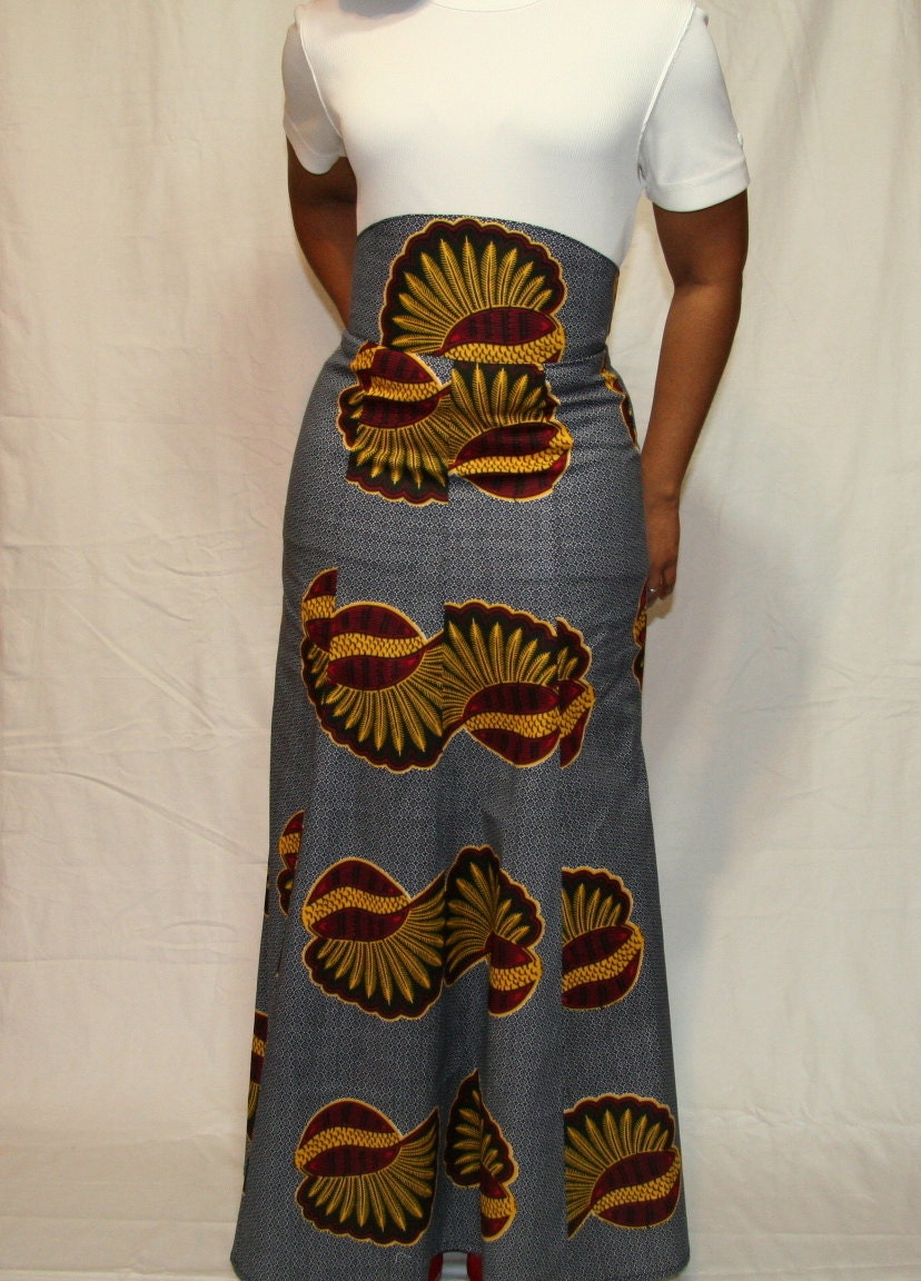 African Inspired High Waist Trumpet Skirt