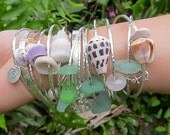Silver Shell Bangle, Thick 12 Gauge Sterling Silver Hammered Bracelet, Hawaii Beach Jewelry, Surf,  Made For You