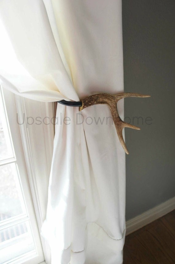 Antler Curtain Tie Back Holdback Cabin Decor Primitive Natural Rustic Woodland Size