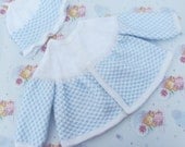 Baby Boy's / Girl's white / blue traditional matinee jacket and hat / cap. Royal Baby Inspired.