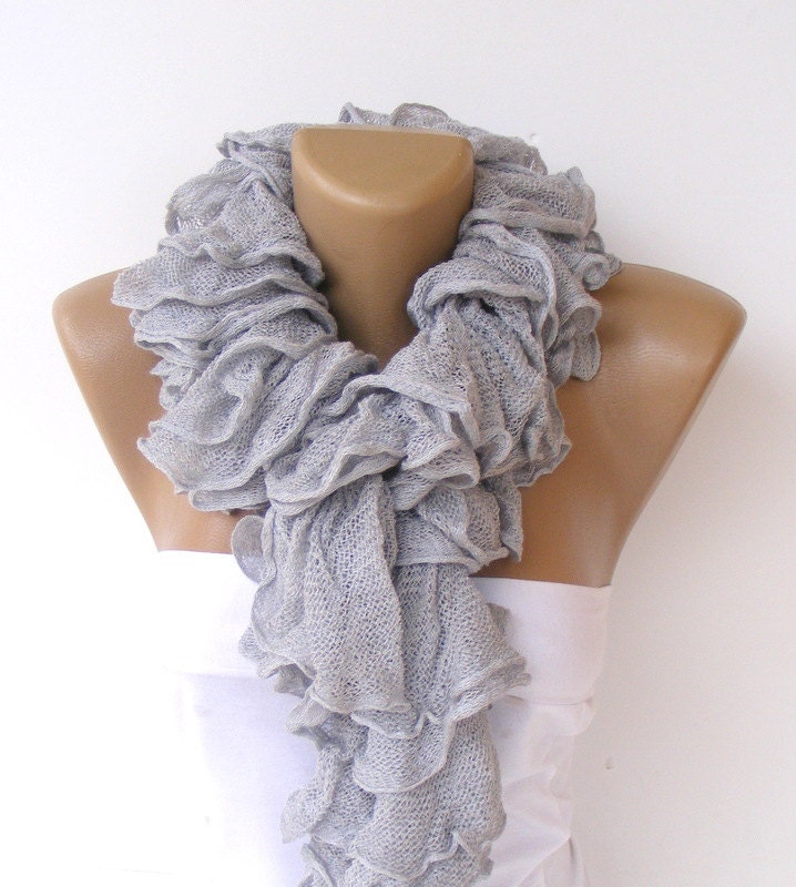 ruffle scarf, knitted scarves, 2013 scarf trends, Cotton scarf, knitting scarf, neckwarmer, fashion accessories