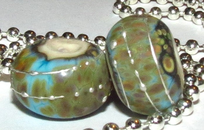 50% Off Lampwork Glass Beads Round Pair Bead Set