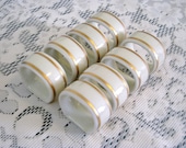 8 GORHAM Ivory Colored Fine China / Porcelain Napkin Rings, Pattern No. 00777 / Gold Bands