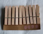 Mini Polka Dot Clothespins "Pink Lemonade" - Set of 10 Handstamped Clothes Pins