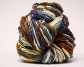 Handspun Wool Yarn Thick and Thin Merino Slub tts Hand dyed Self Striping LR 32b