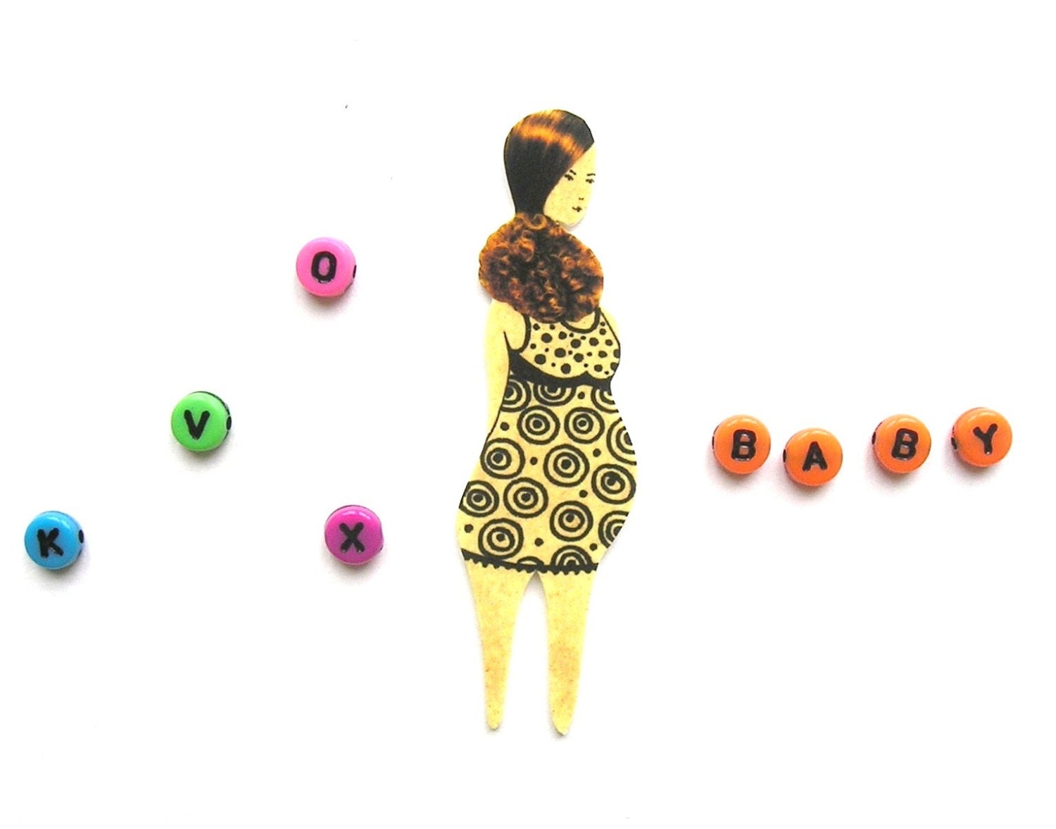 Mini brooch / pregnant doll Sophie / small plastic original accessories