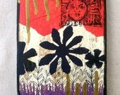 Mixed Media Original - "Garden".   7 X 5 inches.  Wood plaque, ready to hang.