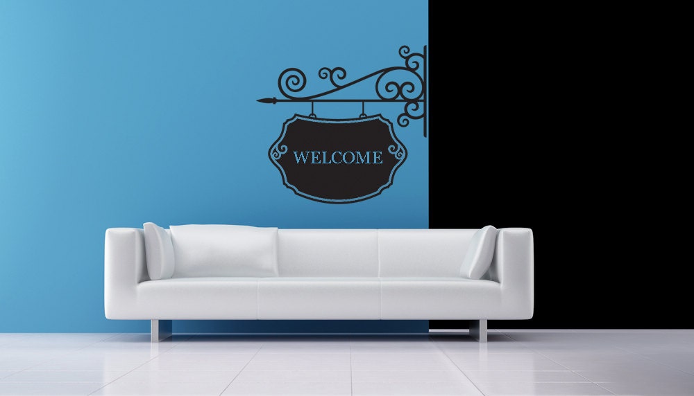 Hanging Sign, Wrought Iron, Customized - Decal, Sticker, Vinyl, Wall, Home, Office, Family Decor