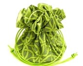 Drawstring Jewelry Pouch - Green Celtic travel bag - Graduation gift