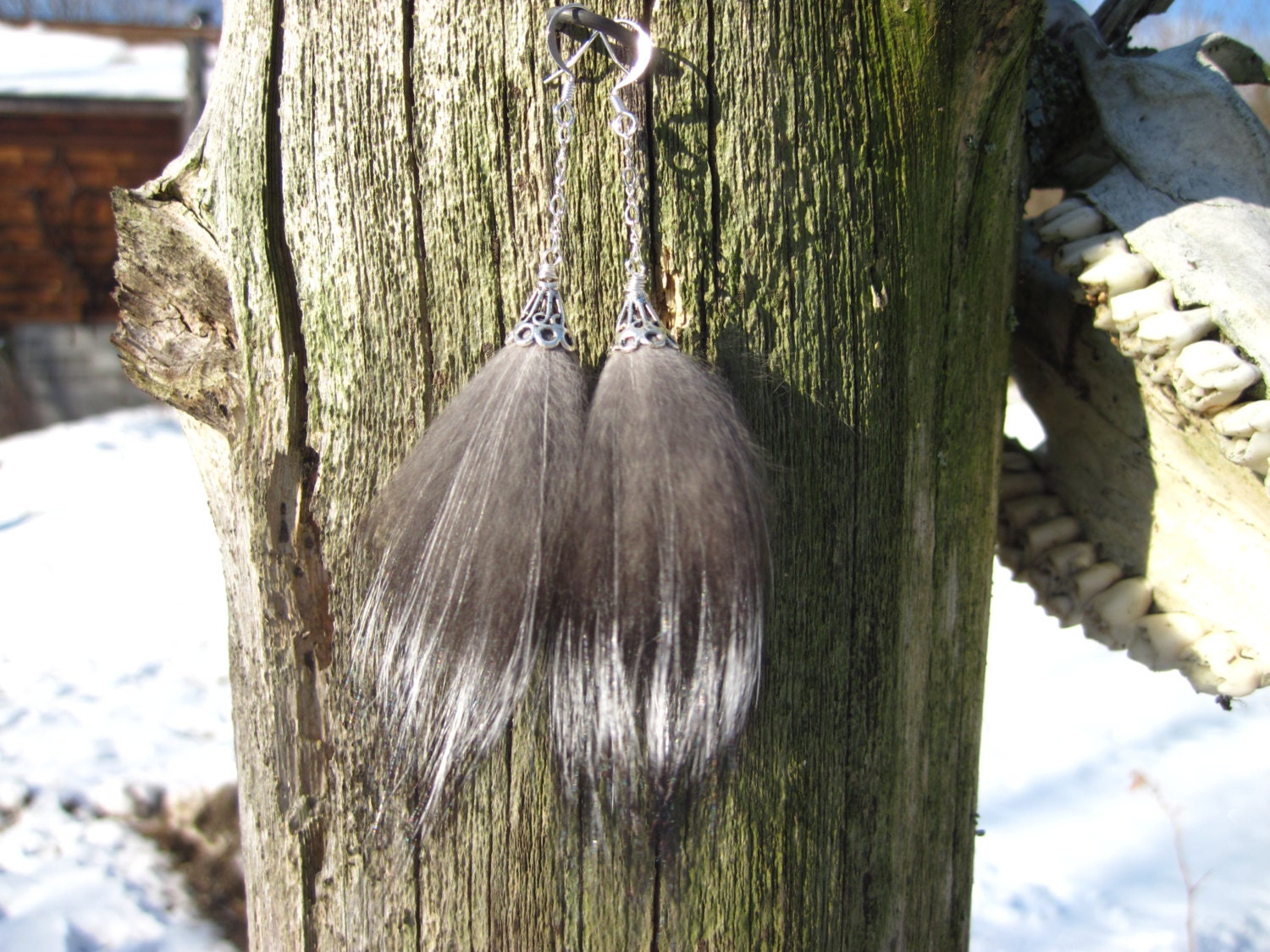 Silver Fox Dangle Earrings