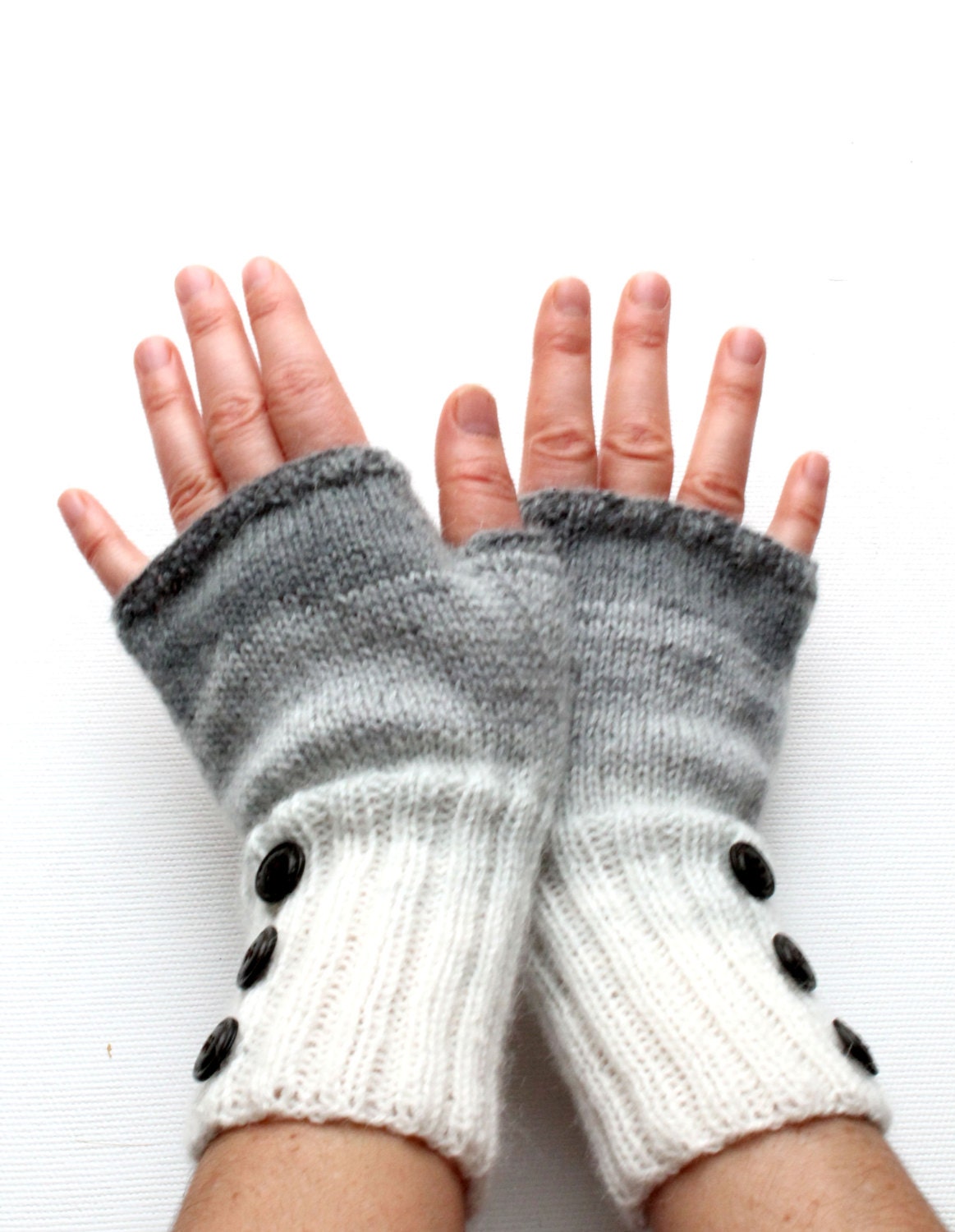 Dark Grey Arm Warmer Knitting Fingerless Gloves / Batik colors./  Black and Grey. / Arm Mittens. / Valentines days. Spring fashion