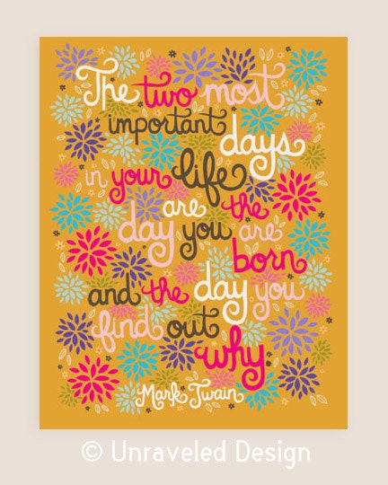 11x14-in Mark Twain Quote Illustration Print.