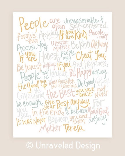 11x14-in Mother Teresa Quote Illustration Print.