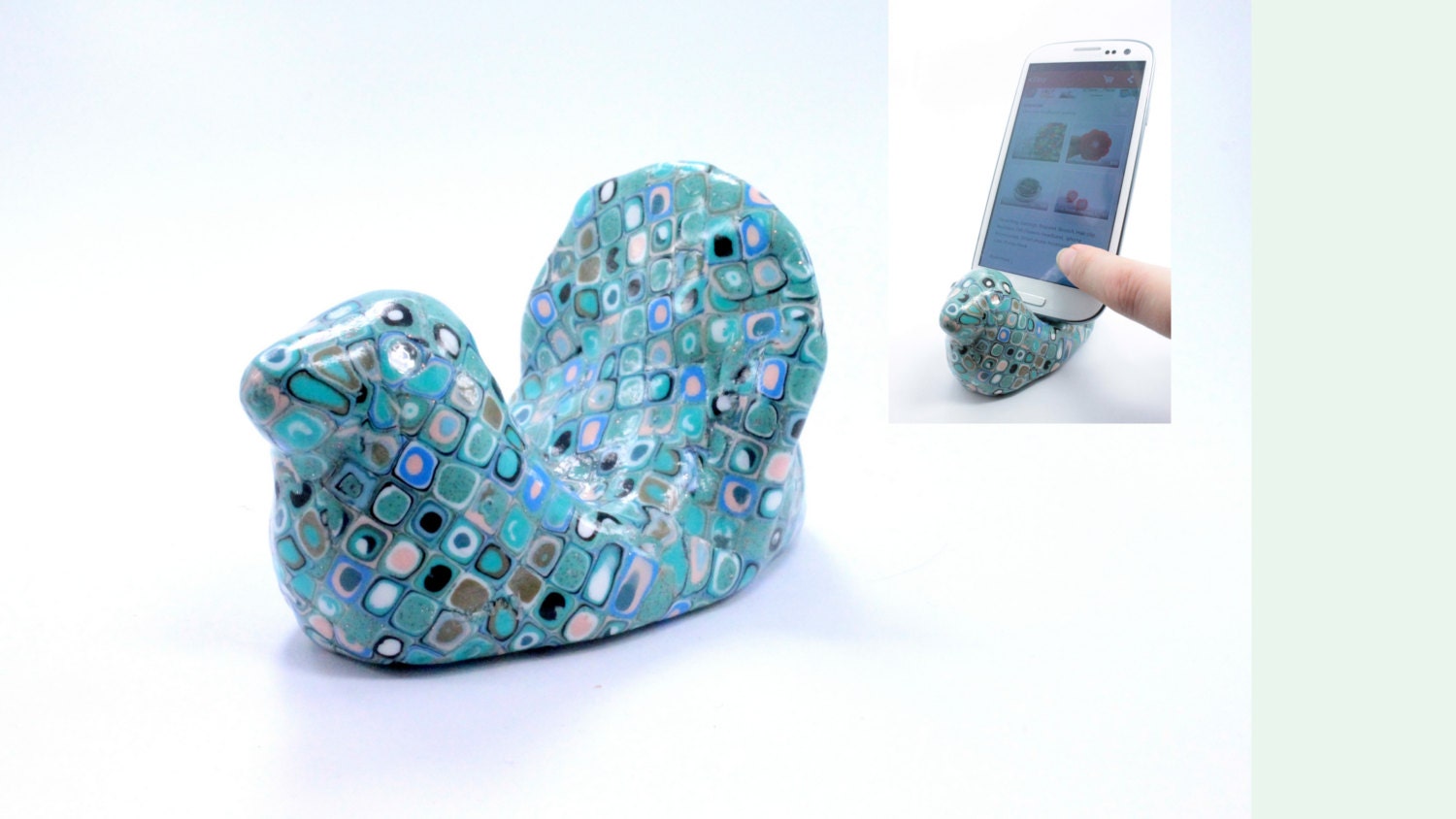 ART Handmade Samsung galaxy s3 stand/station - smartphone stand, IPhone 4, IPhone5, Droid, Blackberry - busness card holder - blue bird