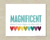 Digital Art Print Poster Magnificent Funny Humorous Typography Modern Print  Bright Colorful Rainbow Heart Blue  - 10x8 print
