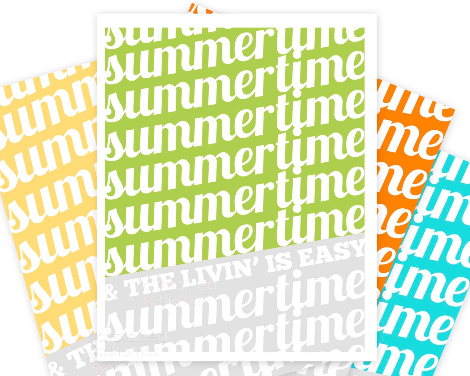 Modern Typoraphy Graphic Summertime Poster - Summer Typography Digital Art Print Grass Green