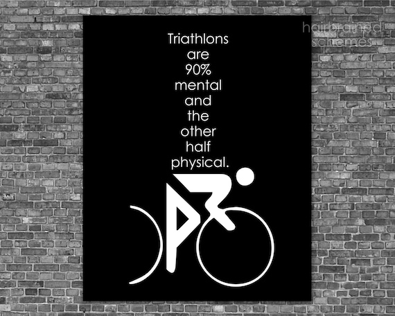 Triathlon Art Typoraphy Poster Print - Mental Game - Exercise Athlete Digital Art Black