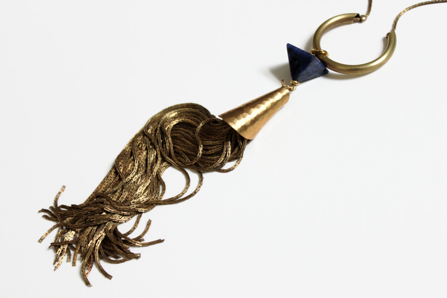 Second Anniversary Sodalite Mega Tassel Necklace