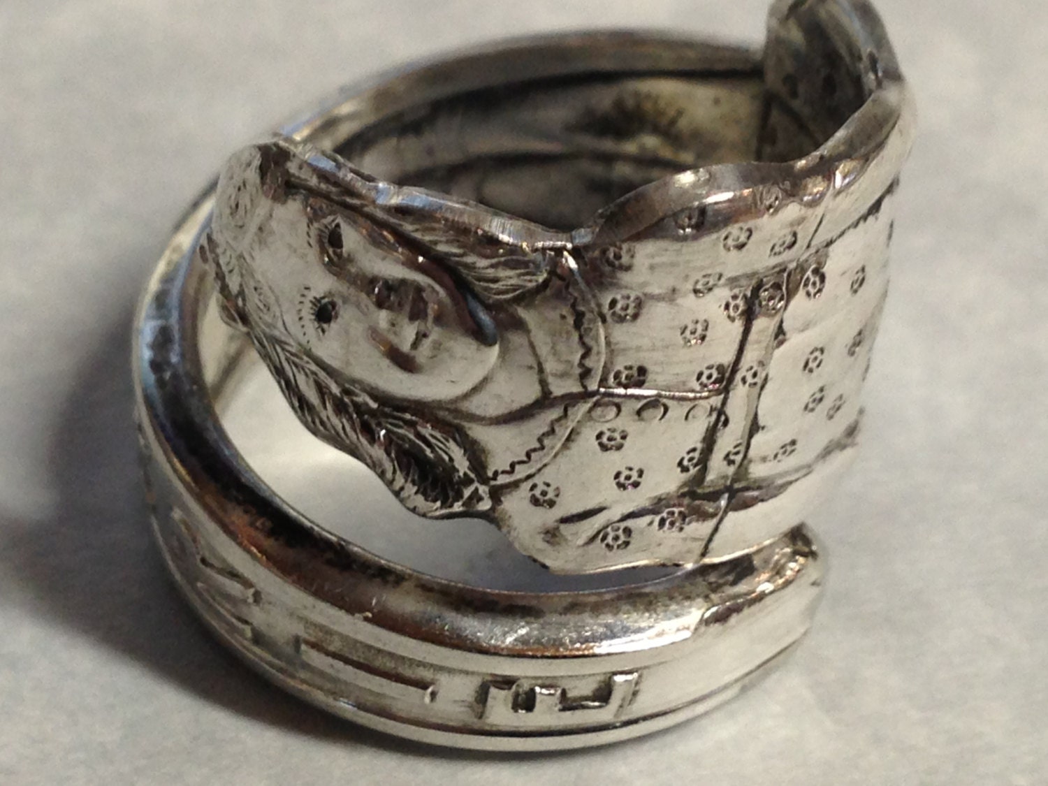 Silverware Ring Handmade Marie Dionne Quintuple Vintage Carlton Silver plate 1934