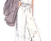 Vogue 1389 Designer Leo Narducci 70s Vintage Womens Sewing Pattern Sleeveless Self Belt Jumpsuit & Cardigan Jacket Size 12 Bust 34"