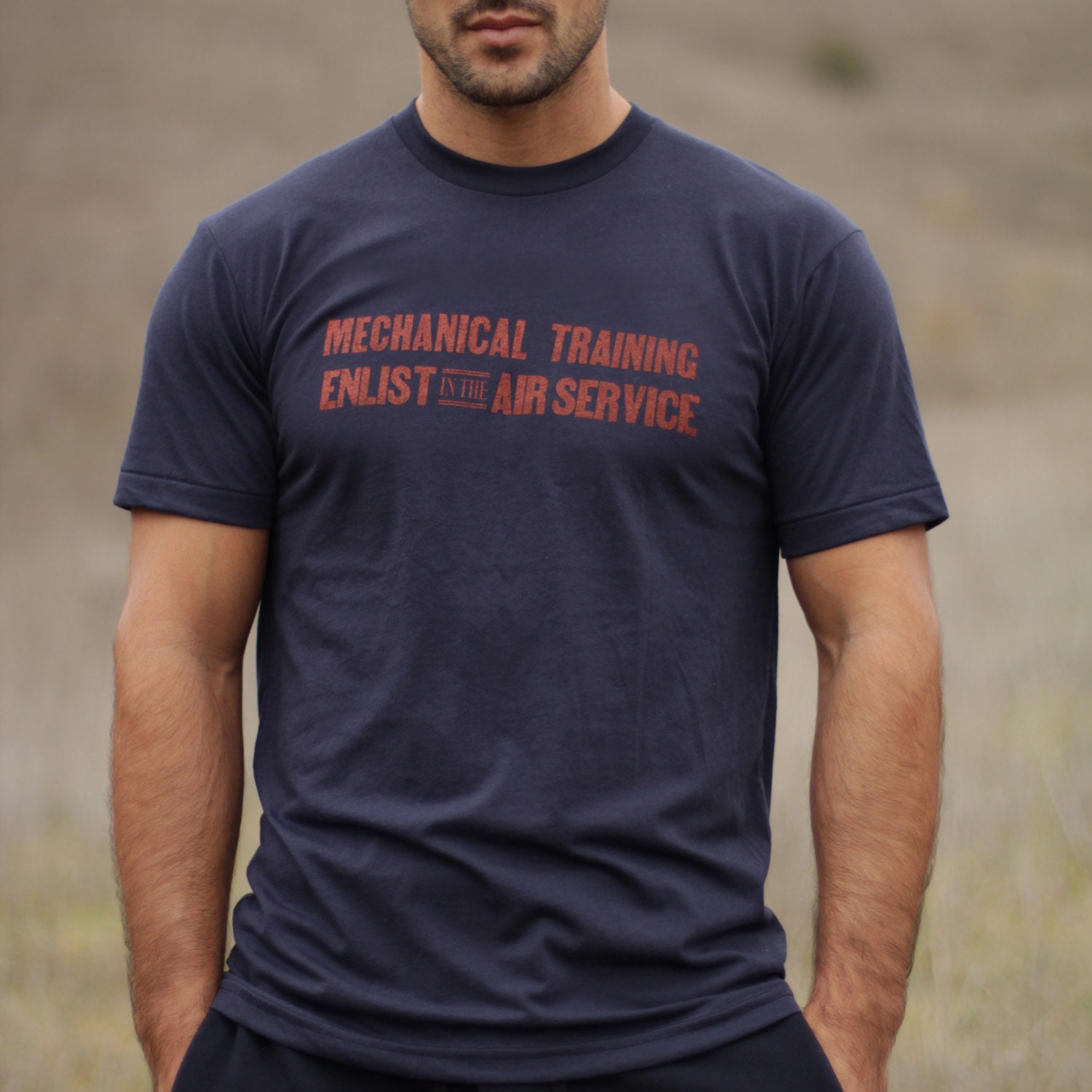 Blue crew-neck short sleeve tshit for men - Aviation Inspired.