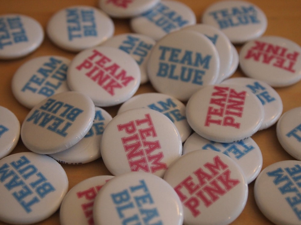 30 Gender Reveal Party Favors Team Pink Team Blue Baby Shower Pinback Buttons Il_170x135
