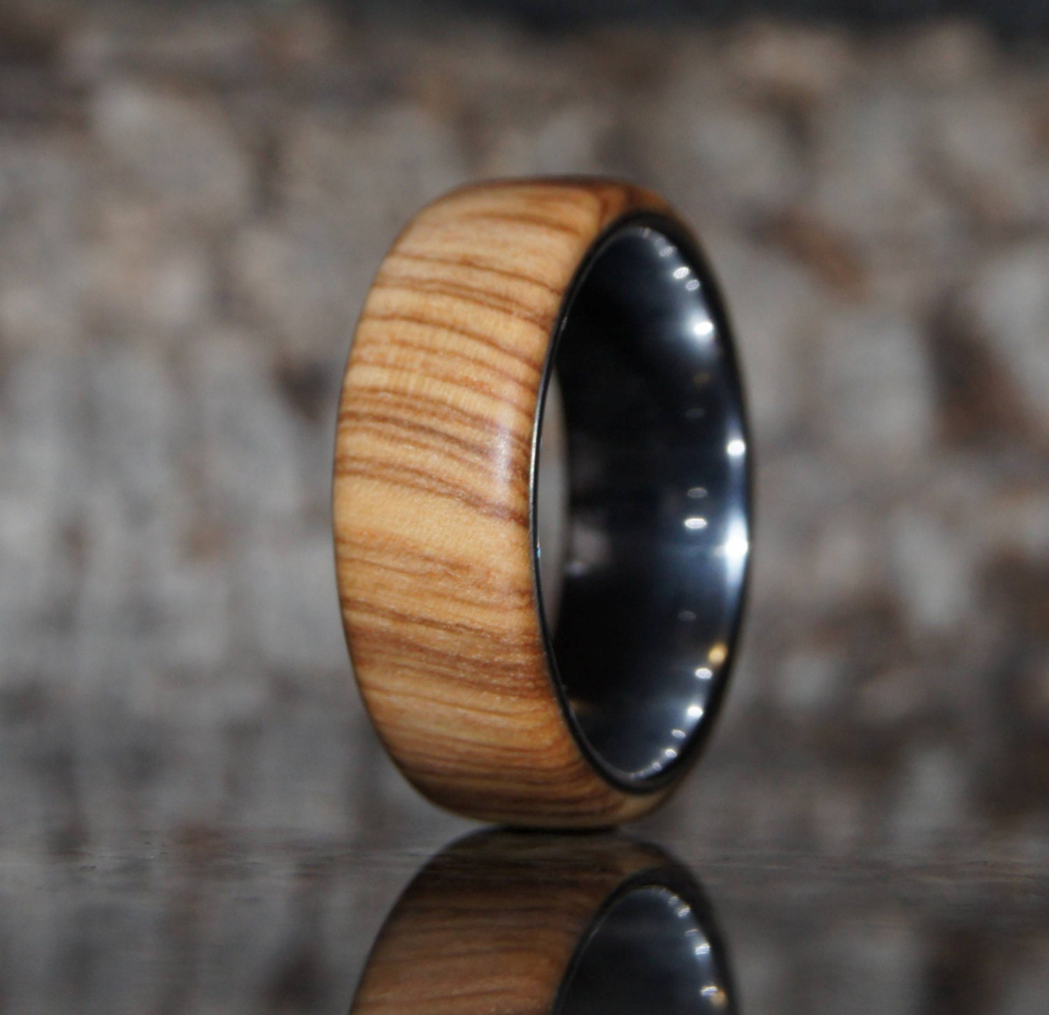 Ring size 12 - Olive wood and tungsten ring