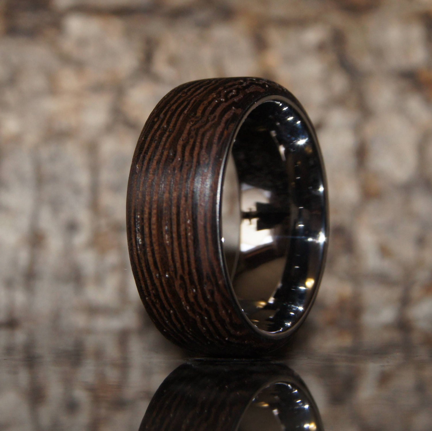 Wenge  wood and tungsten ring - Size 9