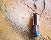 ON SALE NOW Crystal Bullet Necklace, Handmade Natural Crystal Bullet Necklace, Mystic Titanium Crystal, Crystal Bullet, Ooak Gift for Her