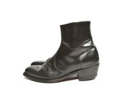 Men's Western Zipper Ankle Boots Black Leather Square Toes size 9 1/2 EE/D