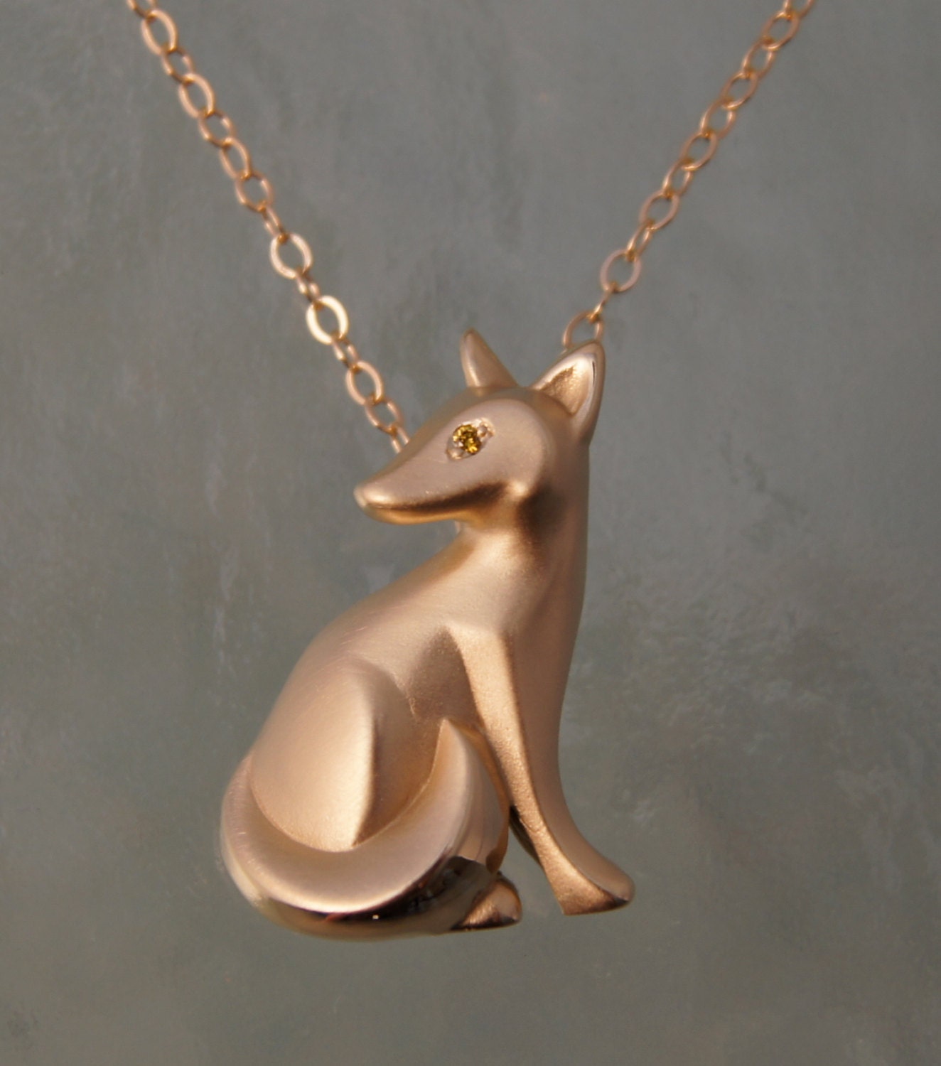 sitting kit pendant, bronze.  pick your eye color. 14 k gold fill chain