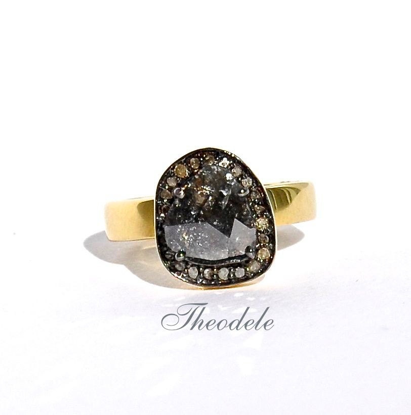 Slice Black Diamond Freeform Solitaire Ring.