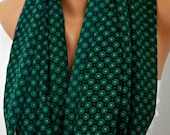 Emerald Green Infinity Scarf Shawl Circle Scarf Loop Scarf  Gift -fatwoman