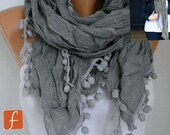Gray Scarf - Shawl - Infinity Scarf - Cowl Scarf - fatwoman
