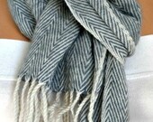 Father's Day Gifts  - Men Scarf - Man Scarf - Wool Scarf -  Unisex Scarf - Zigzag Cowl Scarf Shawl - Neck Warmer  - Blue Light Gray - Gift