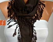 BIG SALE Brown Pashmina Scarf Women Shawl Scarf  Cowl Scarf Cotton Scarf - fatwoman